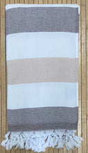 Load image into Gallery viewer, Turkish Terry Beach Towels - Tan/Brown/White