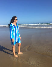 Load image into Gallery viewer, Luxe Blue Stripe Hooded Towel