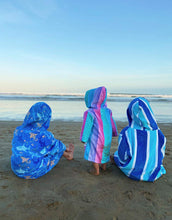 Load image into Gallery viewer, Luxe Blue Stripe Hooded Towel