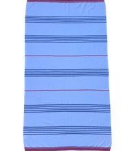 Load image into Gallery viewer, Turkish Terry Beach Towels - White Navy stripe with red